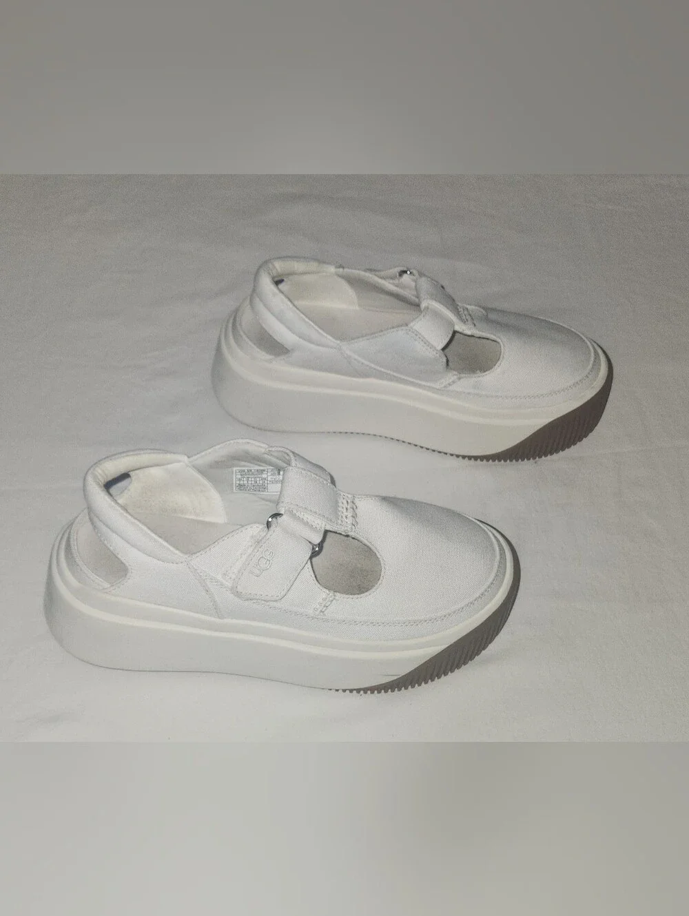 UGG Women's White Canvas T-Strap Sneakers Size 7